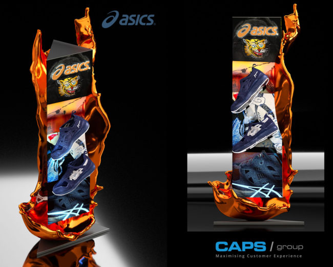 3D retail shoe display – Caps / ASICS