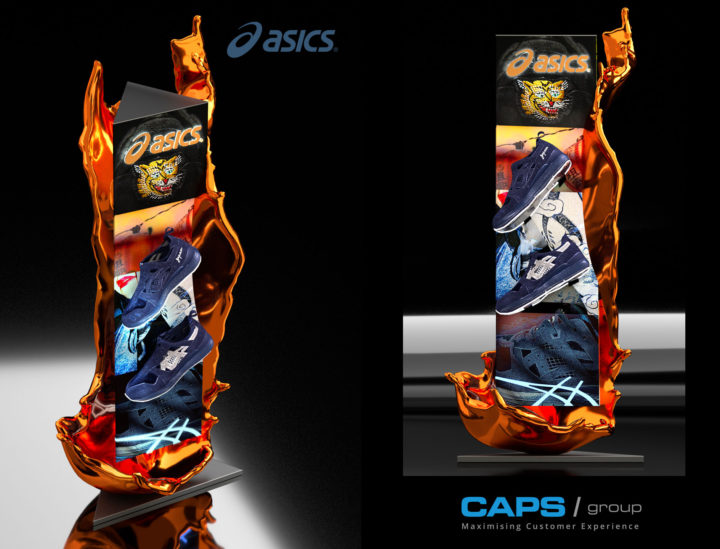 3D retail shoe display – Caps / ASICS