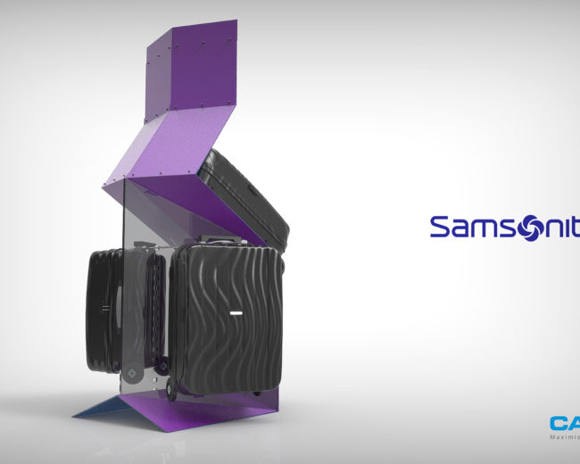 3D retail suitcase display – Caps / Samsonite