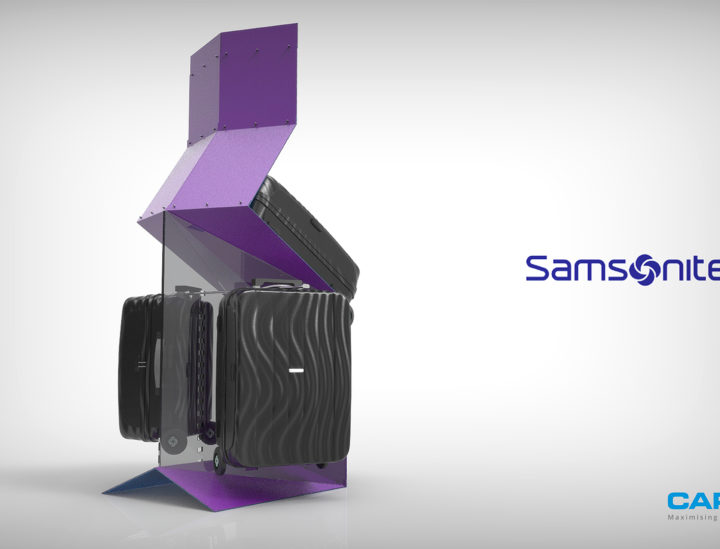 3D retail suitcase display – Caps / Samsonite